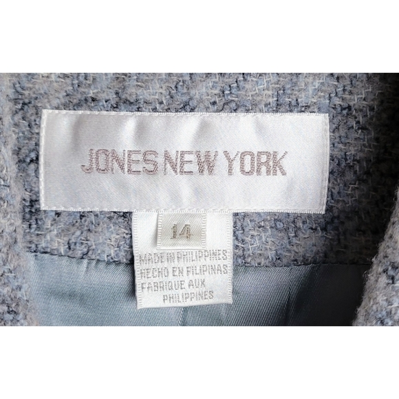 Jones New York Vintage Plaid Wool Blazer Gray Size 14 - Picture 8 of 9
